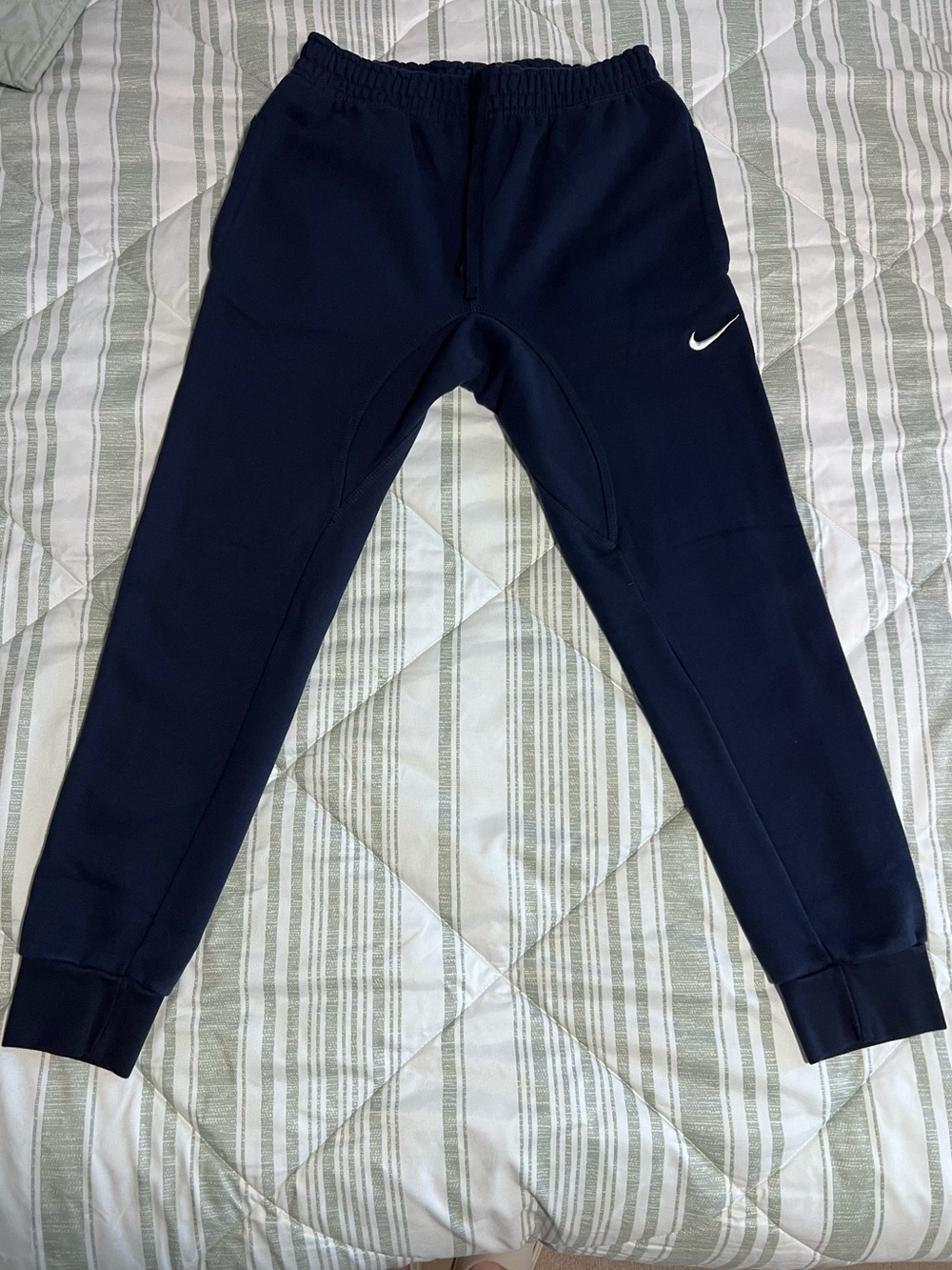 Nike Navy Blue Men’s Jogger Sweatpants with White Swoosh
